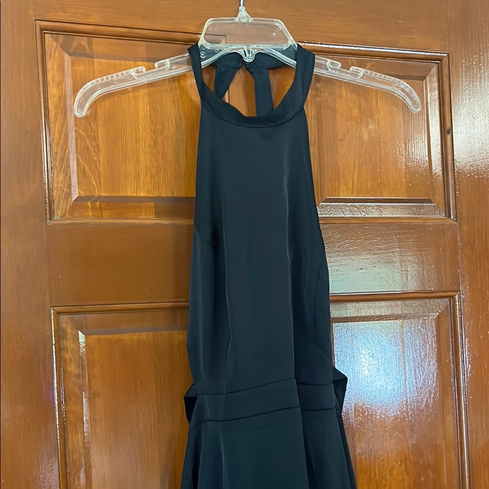 Azazie Black Sheath Halter Dress Night Out - Picture 5 of 11